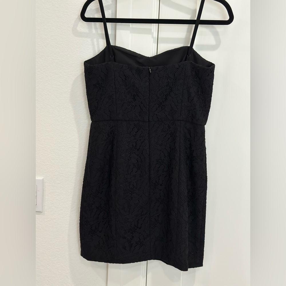 French Connection Lace Cocktail Mini Dress Black Size 8 Party LBD Formal Classic - Picture 5 of 8